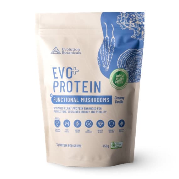 Evolution Botanicals Evo Protein Vanilla 450g with functional mushrooms - Pharmacy Direct