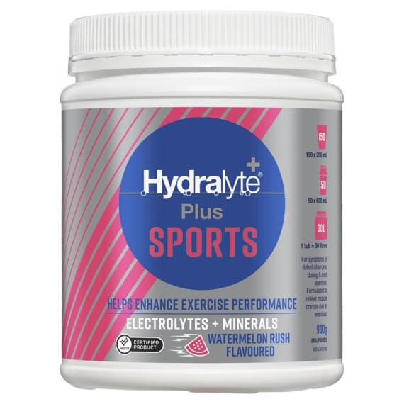 Buy Hydralyte Plus Sports Plus Electrolytes Plus Minerals Watermelon Rush Flavoured Powder Online Pharmacy Direct AU