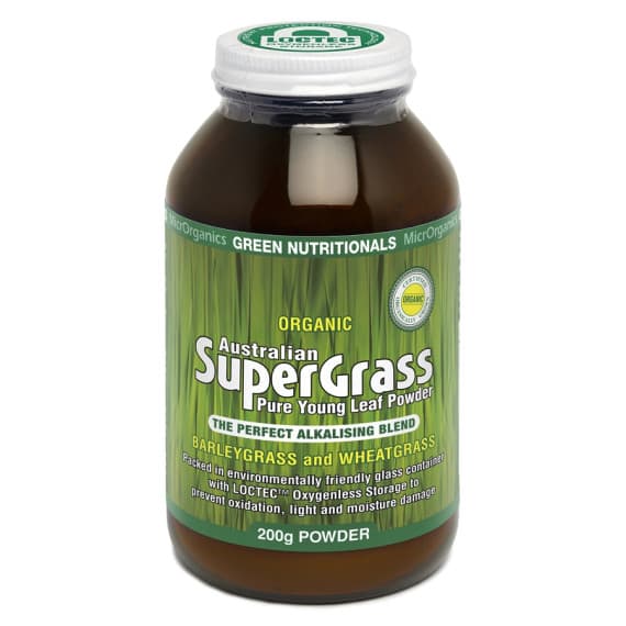 Green Nutritionals Organic Supergrass 200g Powder for detox and vitality – available at Pharmacy Direct