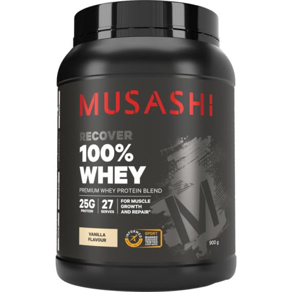 Buy Musashi 100 Percent Whey Vanilla  900g Online Pharmacy Direct AU