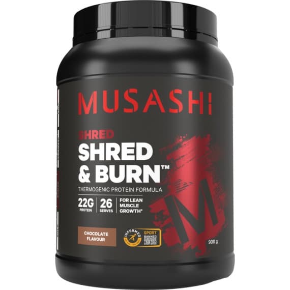 Buy Musashi Shred and Burn Protein Chocolate 900g Online Pharmacy Direct AU