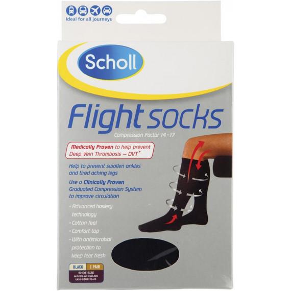 Scholl Flight Socks Unisex W8 10 M6 9 Black
