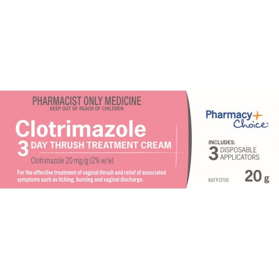 Pharmacy Choice Clotrimazole Thrush Cream 3 Day Treatment 20g S3