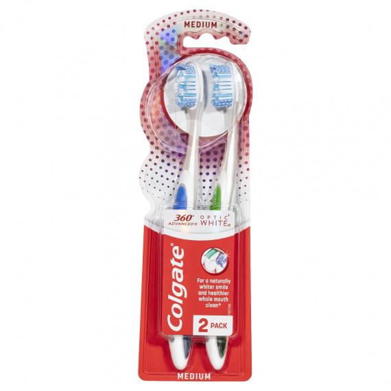 Buy Colgate 360 Degrees Optic White Platinum Toothbrush Medium 2 Pack Online Pharmacy Direct AU