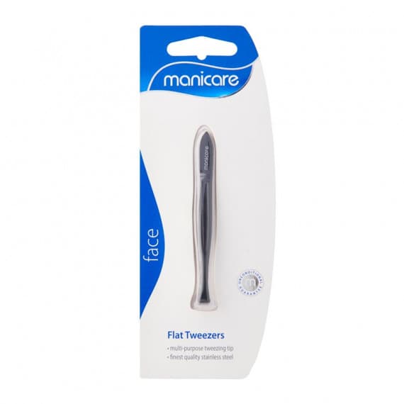 Manicare Flat Tweezers Black for precise eyebrow shaping – Pharmacy Direct