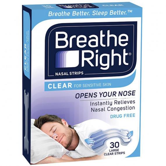 Breathe Right Nasal Strips Large 30 Clear for snoring relief at Pharmacy Direct