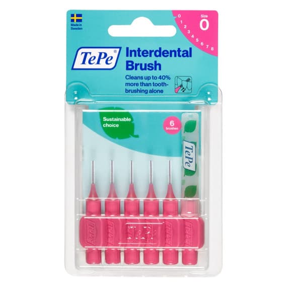 Tepe Interdental Brush Pink 0.4mm Size 0 6 Pack