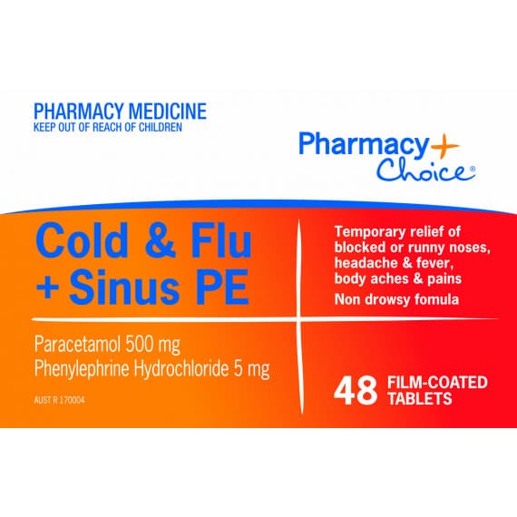 Buy Pharmacy Choice Cold and Flu Plus Sinus PE 48 Tablets Online Pharmacy Direct AU
