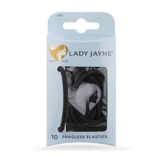 Lady Jayne Black Snagless Thick Hair Elastics 10 Pack at Pharmacy Direct for tangle-free styling