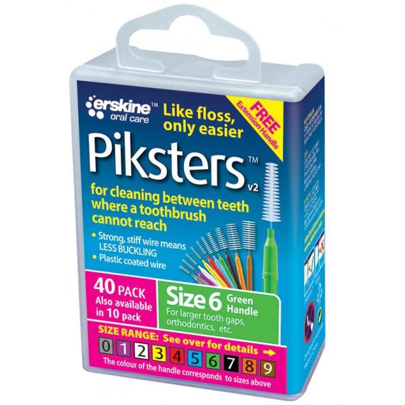 Piksters Size 6 Green Interdental Brushes gum care cleaning - Pharmacy Direct
