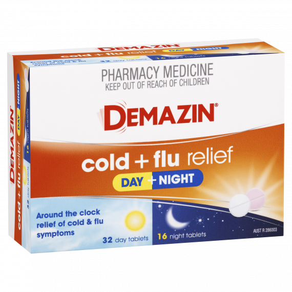 Demazin Cold + Flu Relief Day and Night Tablets 48 Tablets