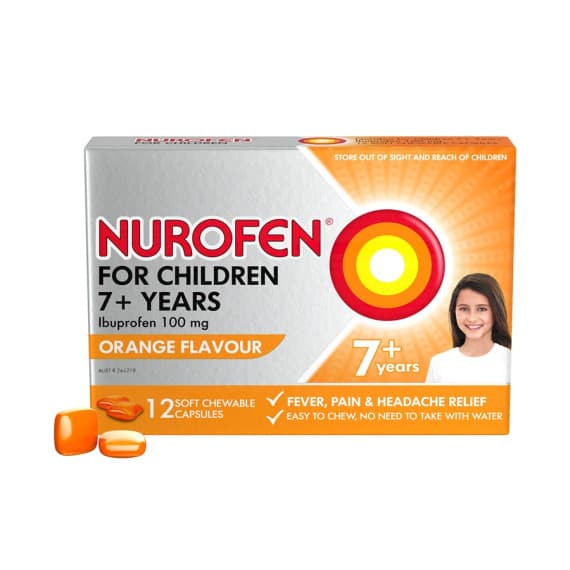Nurofen For Children 7 Plus Orange 12 Chewable Capsules