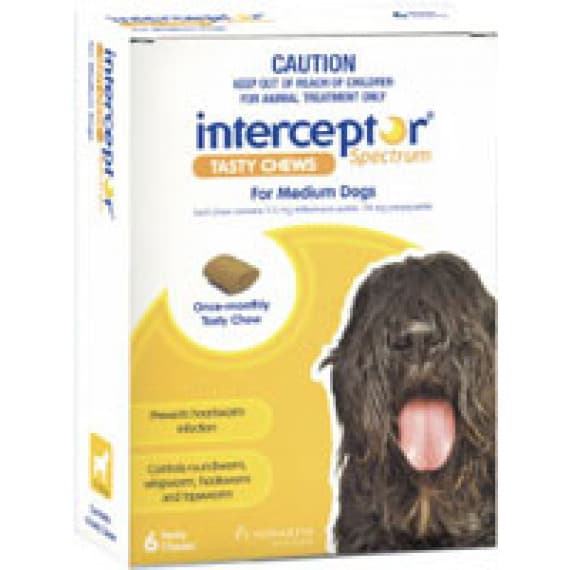 Interceptor Spectrum Yellow For Medium Dogs Tasty Chews Pack 6