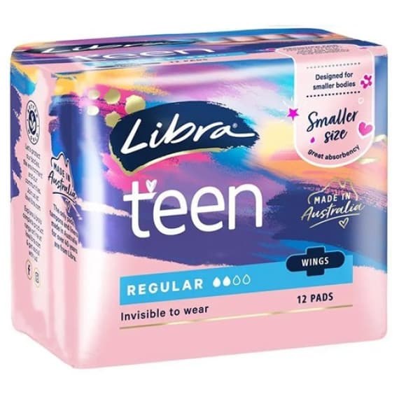 Buy Libra Teen Pads Regular with Wings 12 pack Online Pharmacy Direct AU