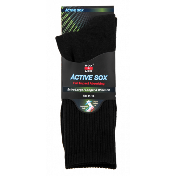 Sox And Lox Mens Sports Cushioned Long Extra Large Socks Black Size 11 to 14