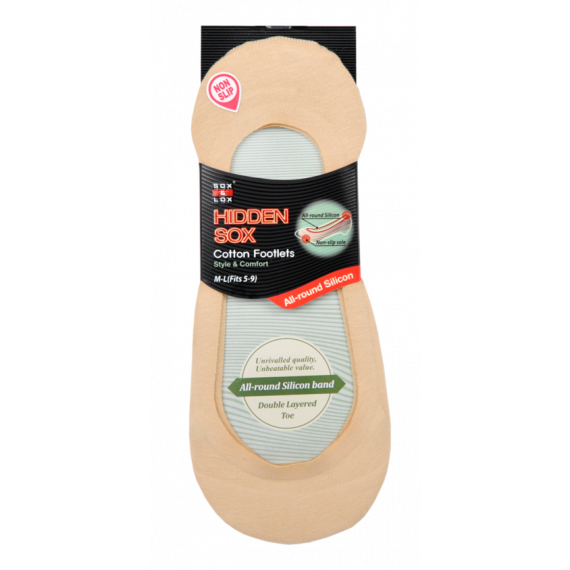 Sox and Lox Ladies Low Hidden With Silicon Band Socks Beige Size 5 to 9