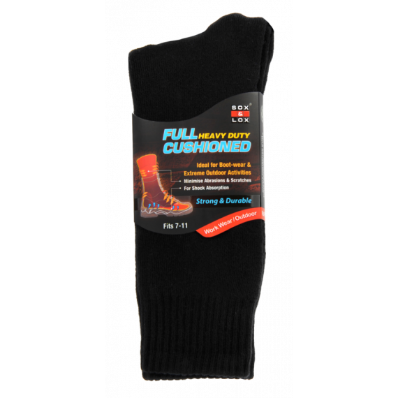 Sox and Lox Mens Heavy Duty Full Cushion Socks Black Size 7 to 11