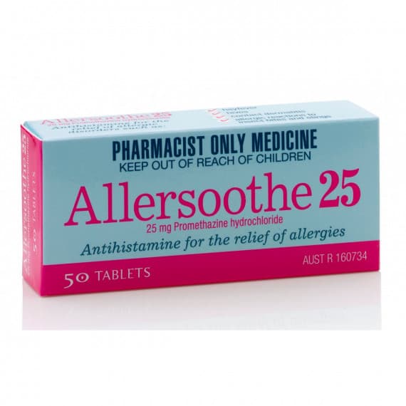 Buy Allersoothe 25mg 50 Tablets S3 Online Pharmacy Direct AU