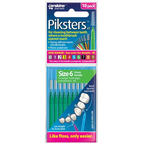 Piksters Size 6 Green 10 Pack