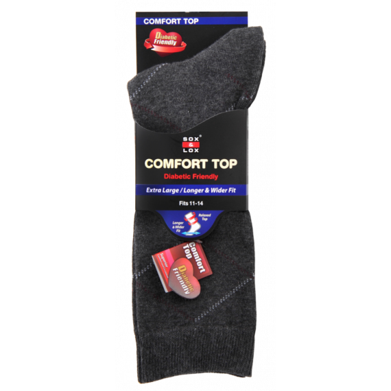 Sox and Lox Business Diabetic Friendly Extra Large Socks Grey Size 11 to 14