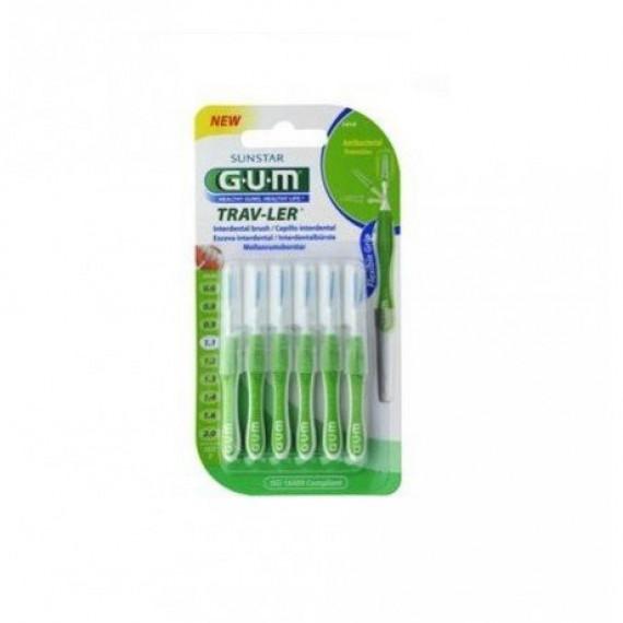 GUM Proxabrush Traveler 1.1mm Green 6 Pack - Buy Online at Pharmacy Direct