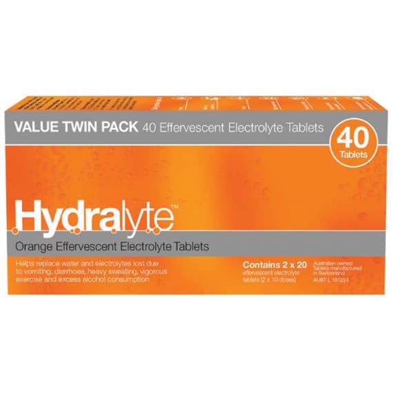 Hydralyte Effervescent Orange Electrolyte 40 Tablets - Buy Online at Pharmacy Direct