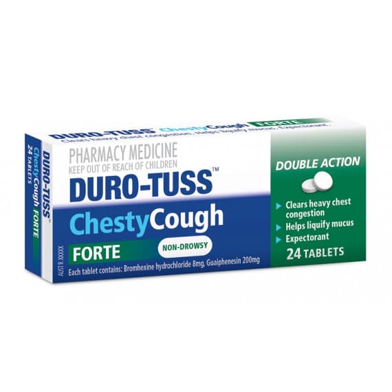 Buy Durotuss Chesty Forte 24 Tablets Online Pharmacy Direct AU