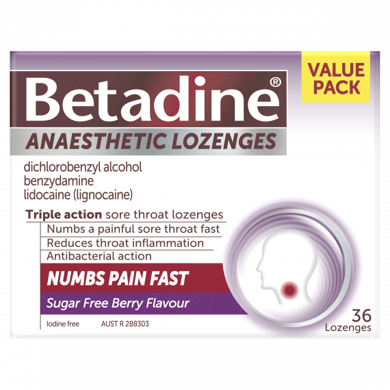 Buy Betadine Anaesthetic Lozenges Berry 36 Pack Online Pharmacy Direct AU