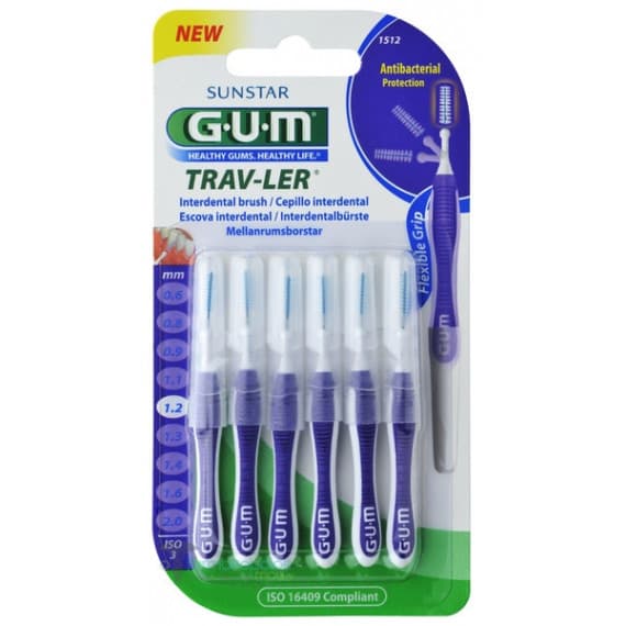 GUM Proxa Travler 1.2mm interdental brushes 6 pack available at Pharmacy Direct