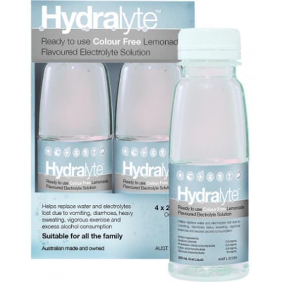 Hydralyte Electrolyte Solution Lemonade 4x250ml at Pharmacy Direct