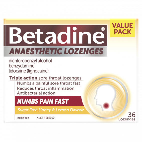 Buy Betadine Anaesthetic Honey and Lemon 36 Lozenges Online Pharmacy Direct AU