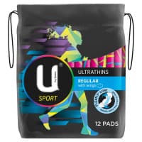 U By Kotex Sport Regular Wing Ultrathins 12 Pack