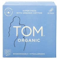 TOM Organic Ultra Thin Pads Overnight Wings 10 Pack
