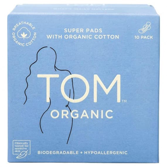 Tom Organic Ultra Thin Pads Overnight Wings 10 Pack for comfort at Pharmacy Direct