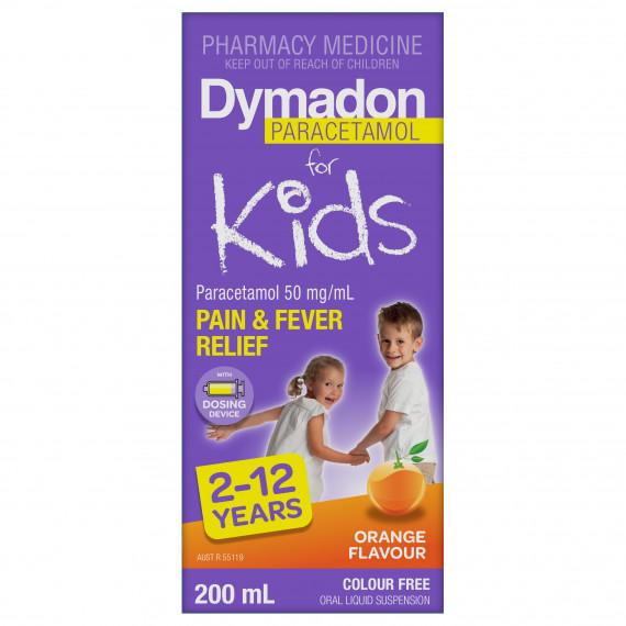 Buy Dymadon for Kids 2 to 12 Years Colour Free Orange 200ml Online Pharmacy Direct AU