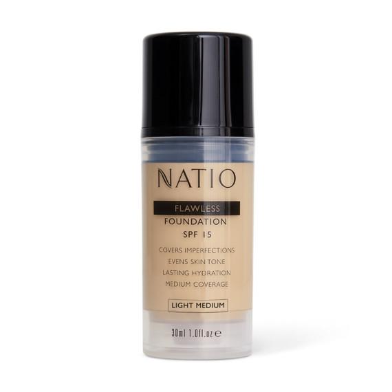 Natio Flawless Foundation Light SPF 15 for Smooth Skin at Pharmacy Direct