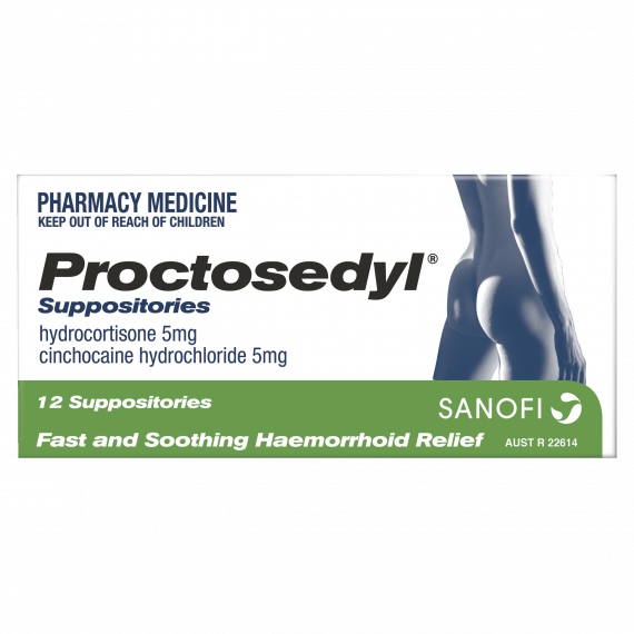 Proctosedyl Suppository 5mg 12 Pack (NOT AVAILABLE FOR SHIPPING. WITHIN QLD ONLY)