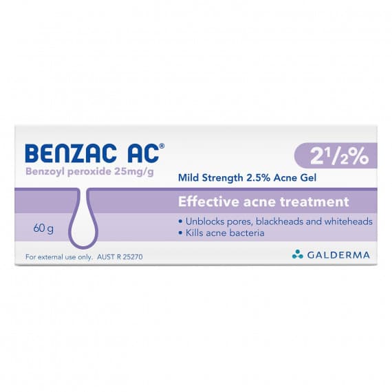 Buy Benzac AC Acne Gel 2.5 Percent 60g Online Pharmacy Direct AU