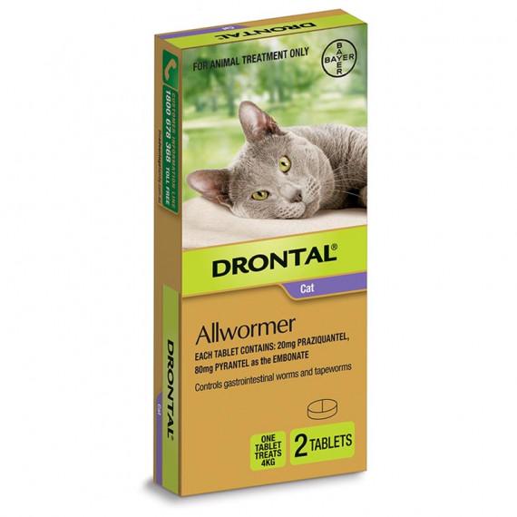 Drontal Cat Allwormer 4kg 2 Tablets - Worm Protection - Pharmacy Direct