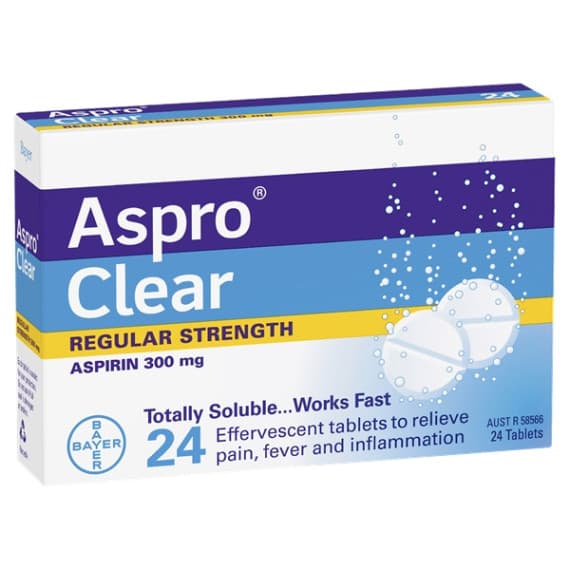 Aspro Clear Pain Relief Aspirin 24 Soluble Effervescent Tablets