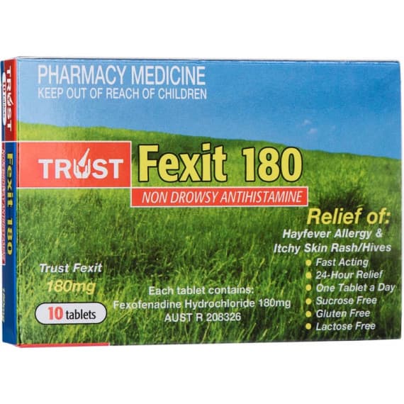 Trust Fexit 180mg Tablets 10 pack for allergy relief – Pharmacy Direct