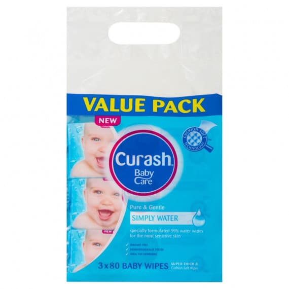 Curash Babycare Simply Water Baby Wipes 3 x 80 Pack at Pharmacy Direct