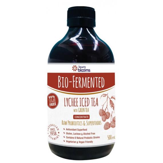Henry Blooms Bio-Fermented Lychee Iced Tea with Green Tea 500ml - Pharmacy Direct