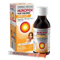 Nurofen For Children 3 Months To 5 Years Pain and Fever Relief 100mg/5mL Ibuprofen Orange 100ml