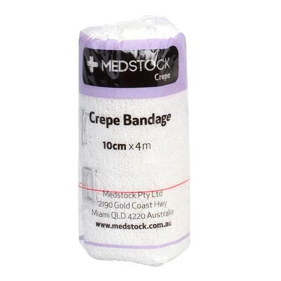 Medstock Light Crepe Bandage With Elastic Clips 10cm x 4m 1 Piece
