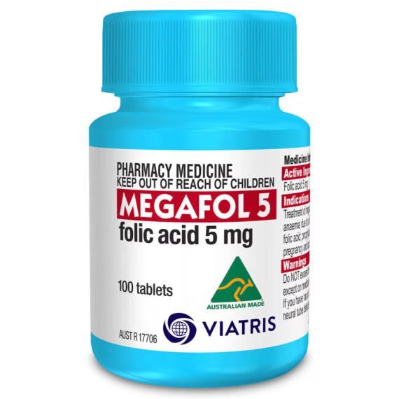 Megafol Folic Acid 5mg 100 Tablets for pregnancy wellness - Pharmacy Direct