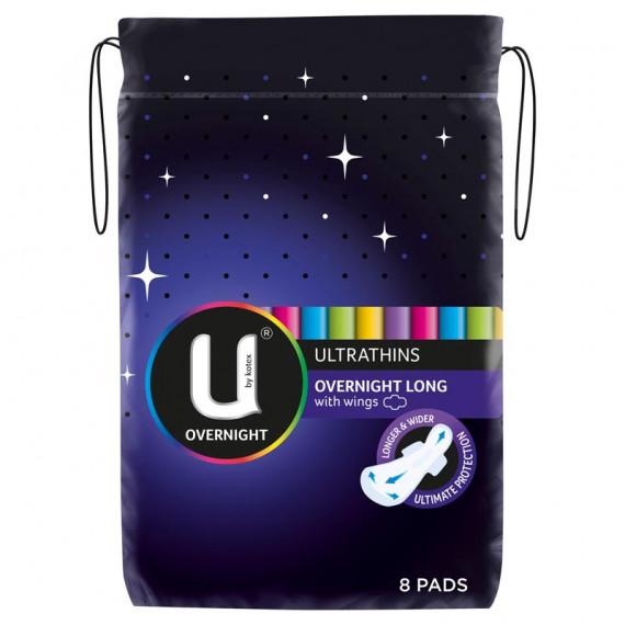 U By Kotex Overnight Ultrathins with Long Wings 8 Pack | Pharmacy Direct