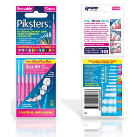 Piksters Interdental Brushes Size 00 Pink 10 Pack