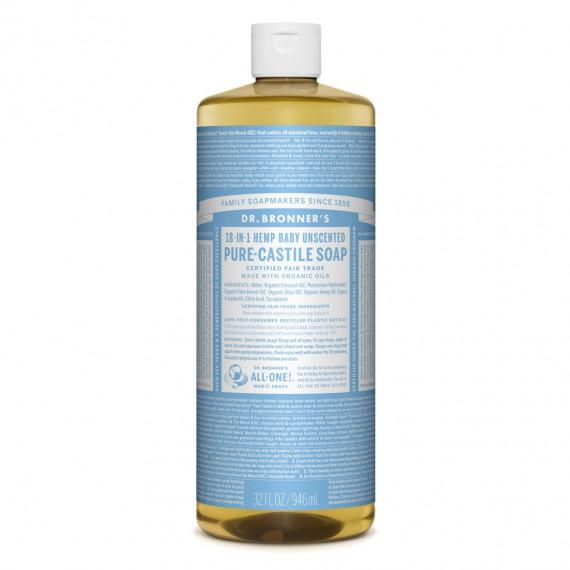 Dr. Bronners Pure Castile Baby Liquid Soap Unscented 946ml