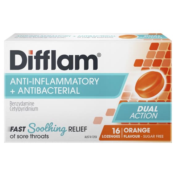 Buy Difflam Sore Throat Lozenges Orange Flavour 16 Lozenges Online Pharmacy Direct AU